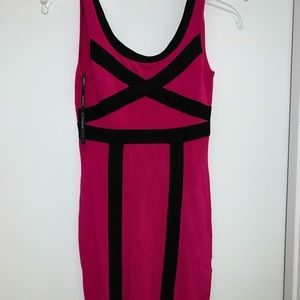 Bebe hot pink and black dress